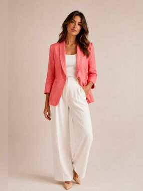 Smythe Shawl One Button Linen Blazer Size Small